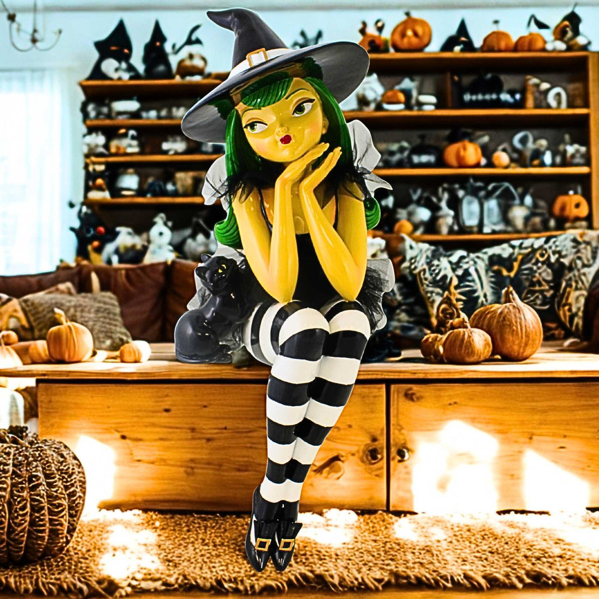 December Diamonds Green Hair Witch Shelf Sitter - - SBKGifts.com