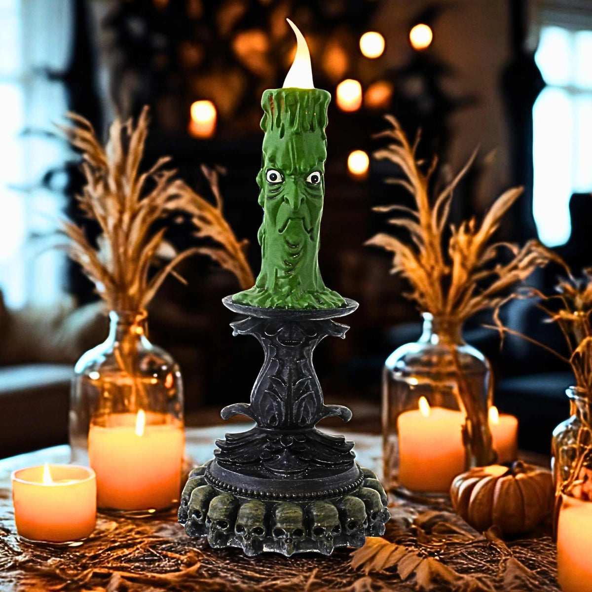 Roman Spooky Candle Green - - SBKGifts.com