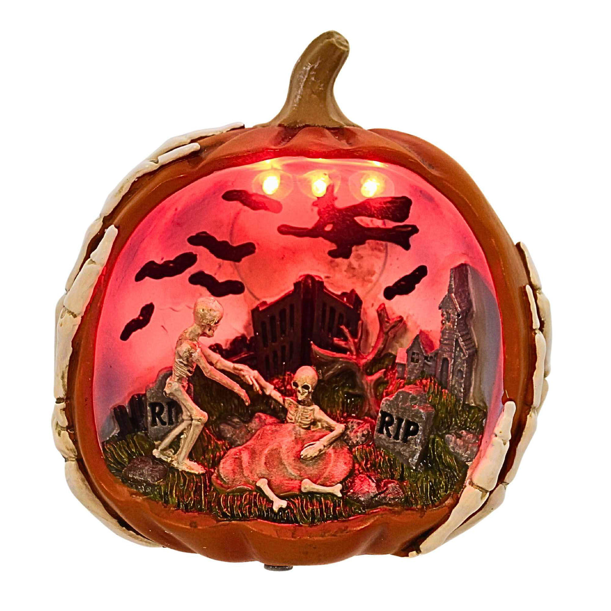 66384 Halloween Lighted Orange Pumpkin Scenic Decor 138271