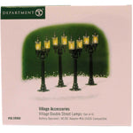 Enesco Village Double Street Lamps - 4 Lights 3.5 Inch, Plastic - Holiday Lights 59960 (6641)
