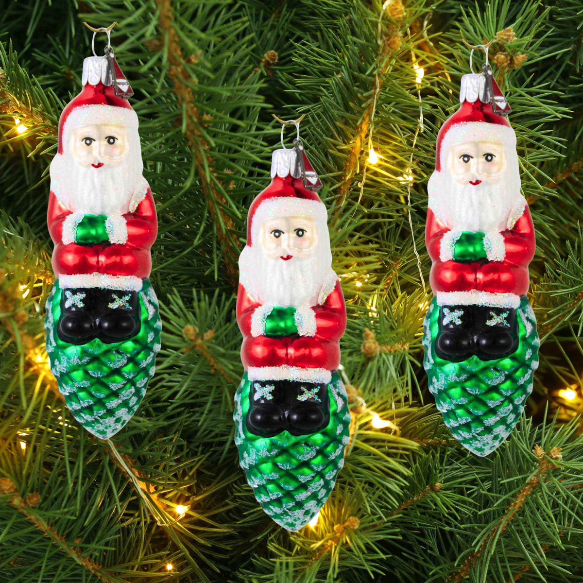 Santa Land Nostalgic Nick Set Of 3 Emerald Pinecones - - SBKGifts.com