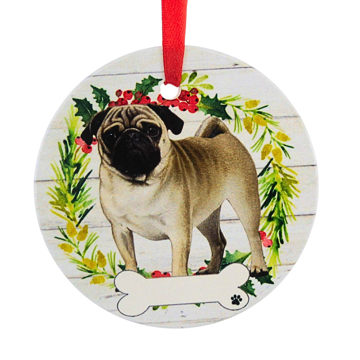 66502 Ceramic Pug Ornament 55031FB