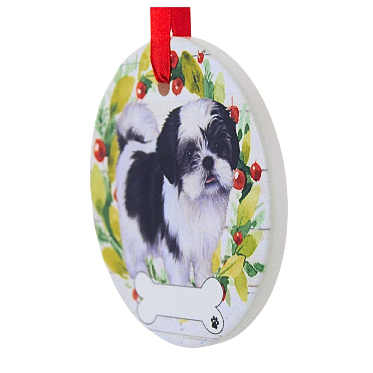 E & S Imports Ceramic Black And White Shih Tzu Ornament - - SBKGifts.com