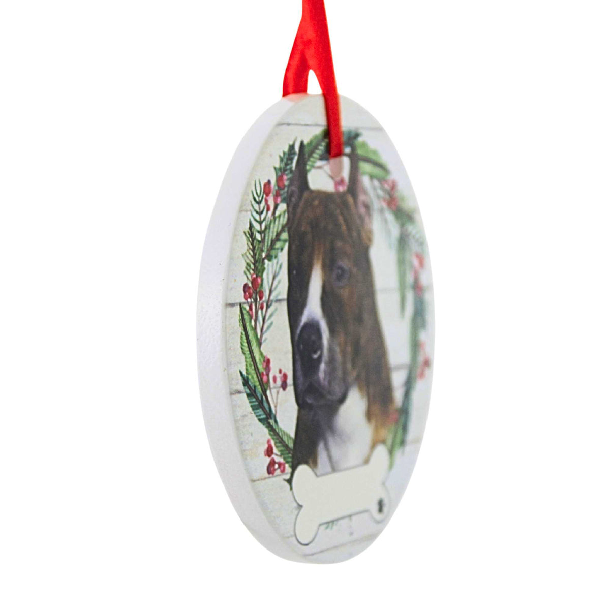 E & S Imports Ceramic Pit Bull, Brindle Ornament - - SBKGifts.com