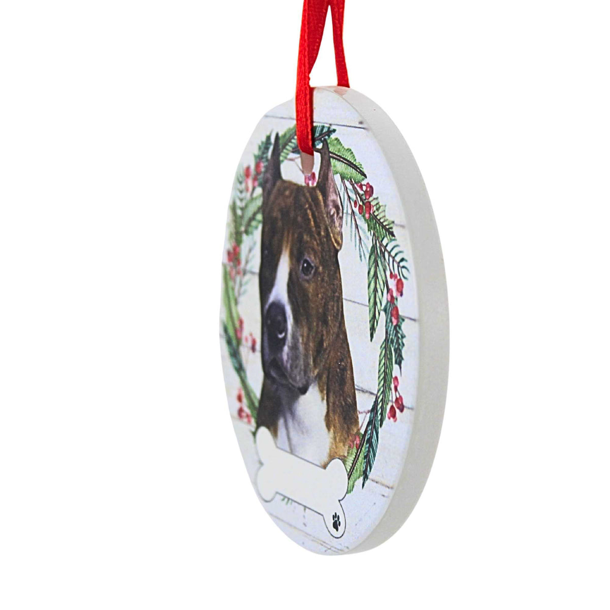 E & S Imports Ceramic Pit Bull, Brindle Ornament - - SBKGifts.com