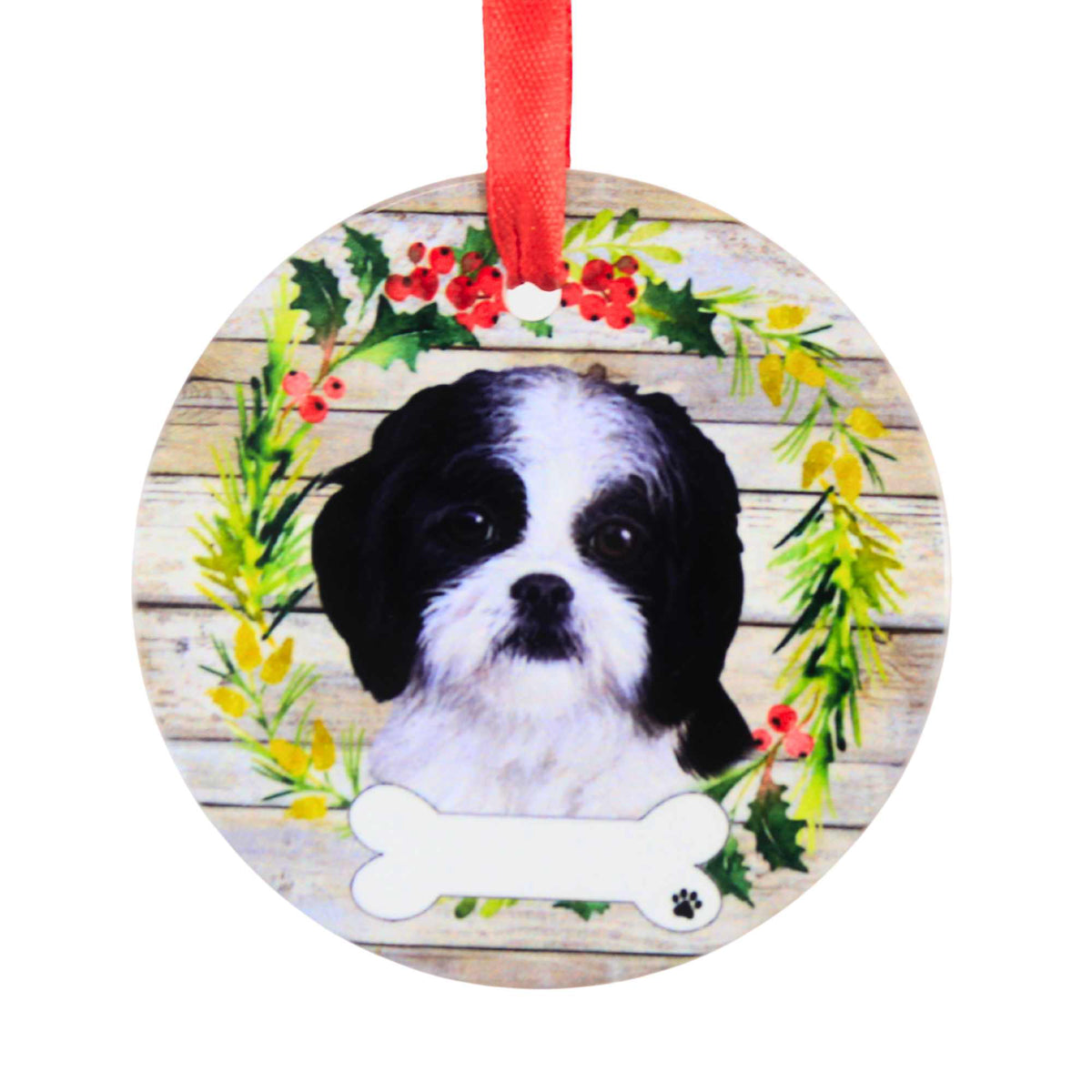 66517 Ceramic Black And White Shih Tzu Ornament 55087B