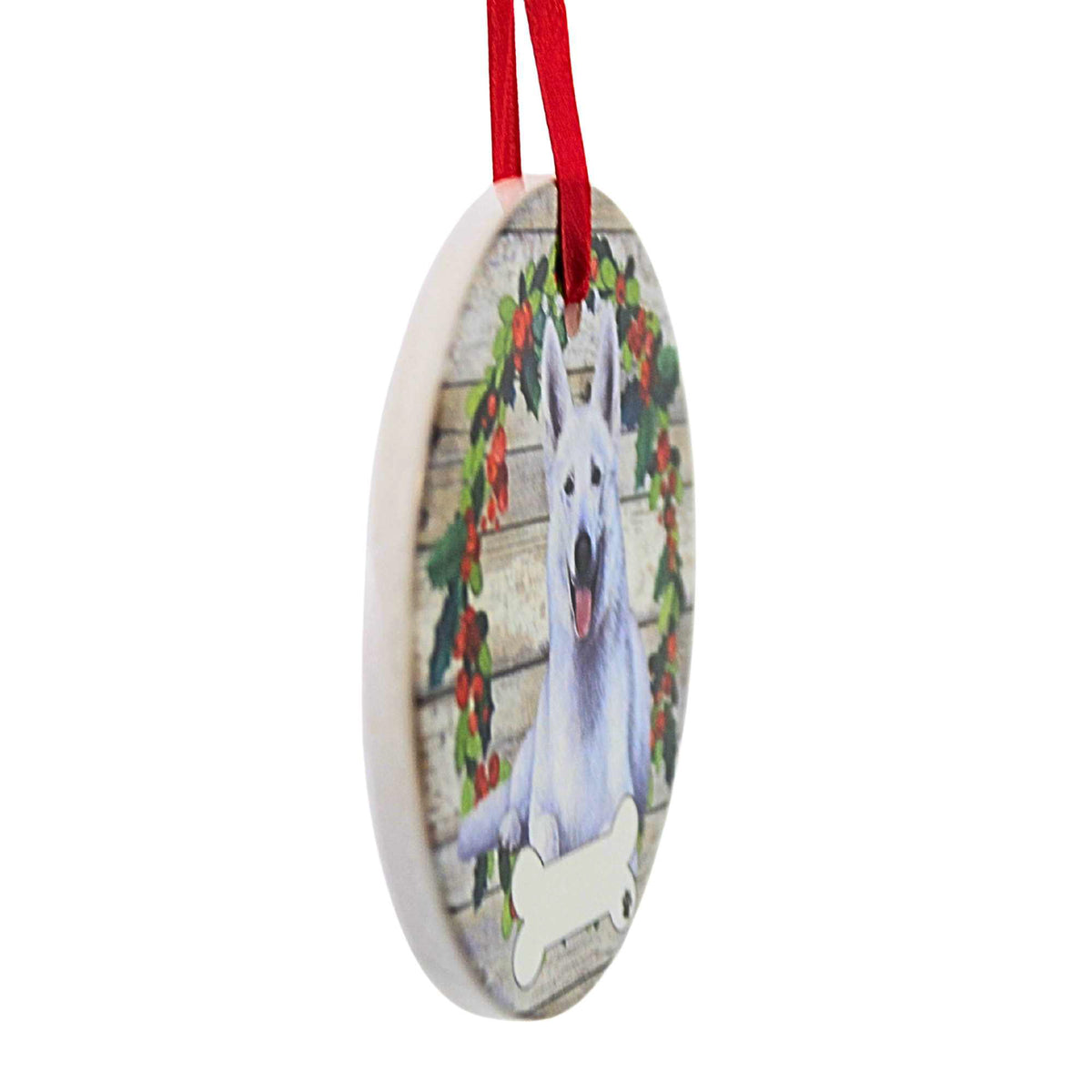 E & S Imports Ceramic White German Shepherd Ornament - - SBKGifts.com