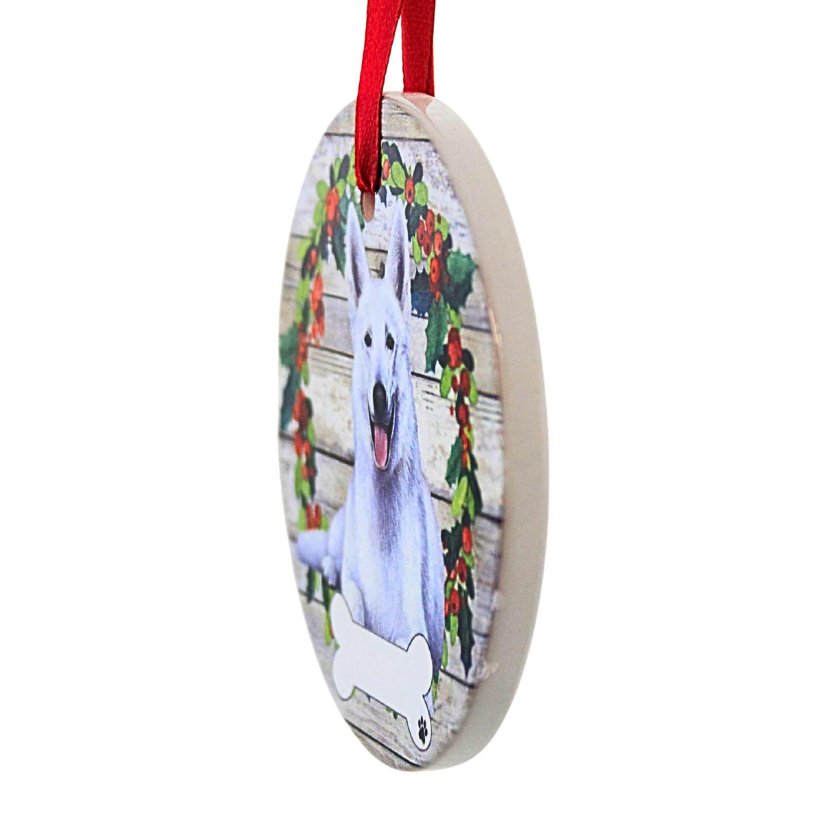 E & S Imports Ceramic White German Shepherd Ornament - - SBKGifts.com