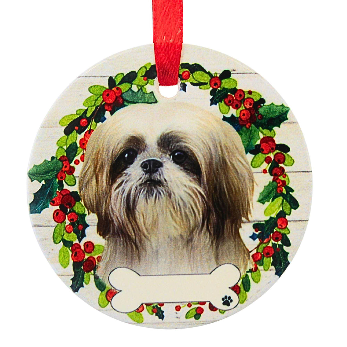 66524 Ceramic Tan And White Shih Tzu Ornament 55038