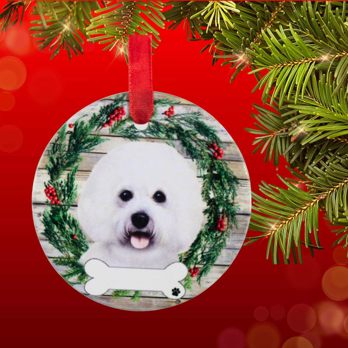 E & S Imports Ceramic Bichon Frise Ornament - - SBKGifts.com