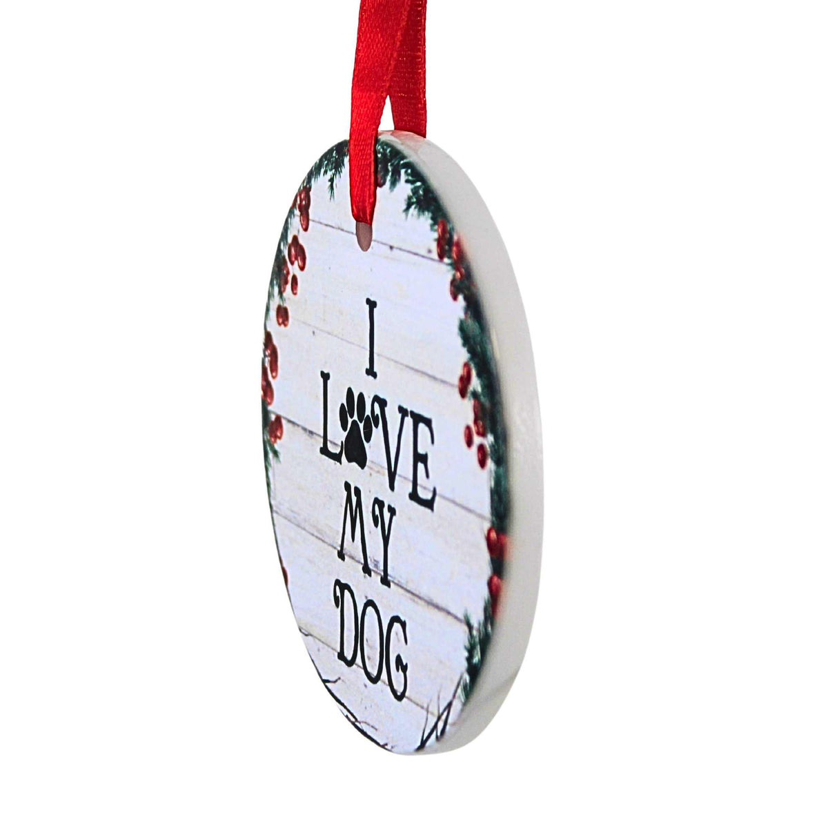 E & S Imports Ceramic "I Love My Dog" Ornament - - SBKGifts.com