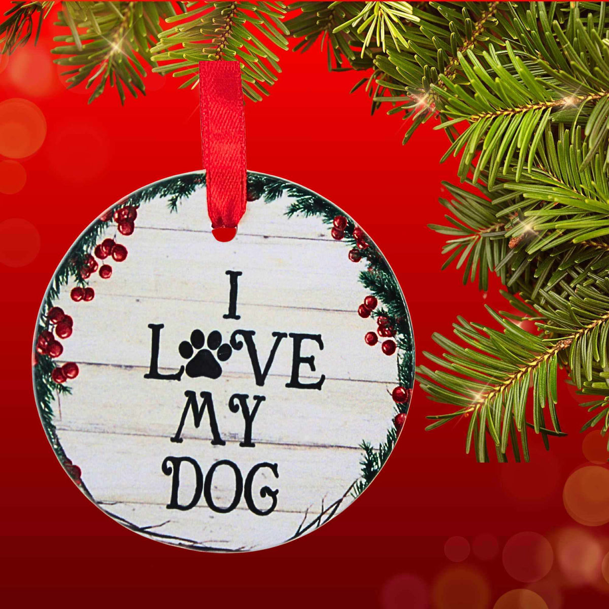 E & S Imports Ceramic "I Love My Dog" Ornament - - SBKGifts.com
