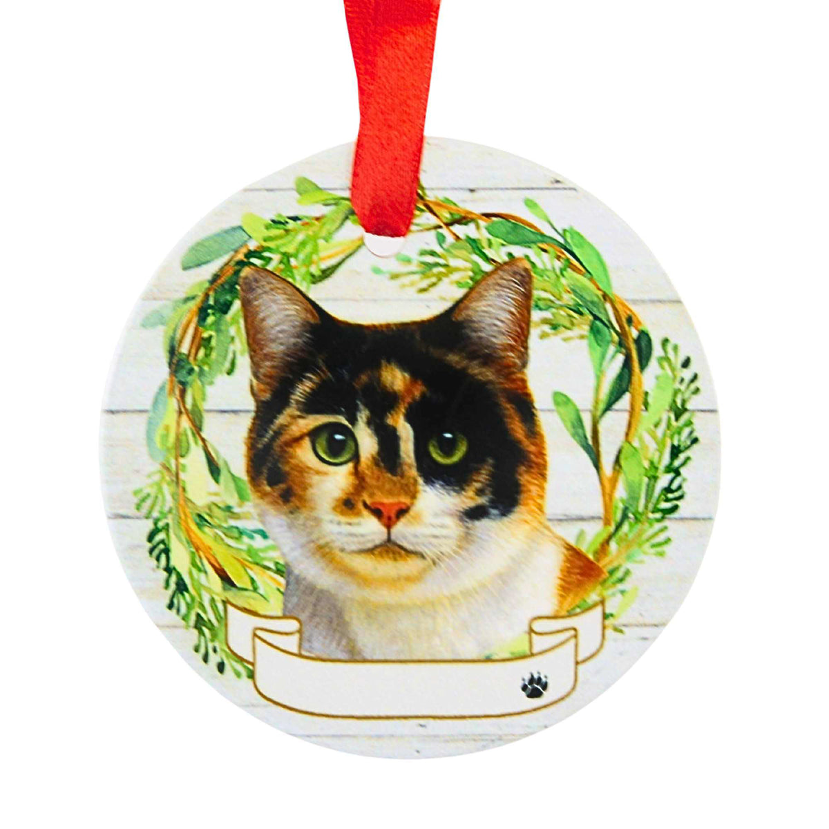 66541 Ceramic Calico Cat Ornament 5512
