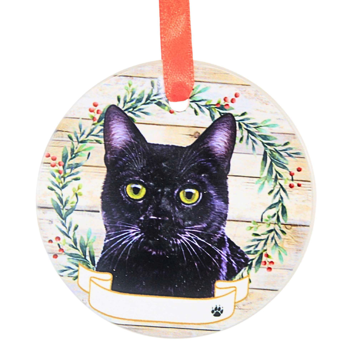 66543 Ceramic Black Cat Ornament 5515