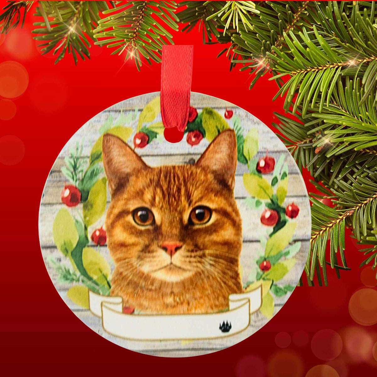 E & S Imports Ceramic Orange Tabby Cat Ornament - - SBKGifts.com