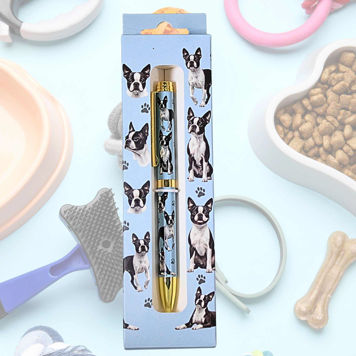 E & S Imports Boston Terrier Light Blue Ballpoint Pen - - SBKGifts.com