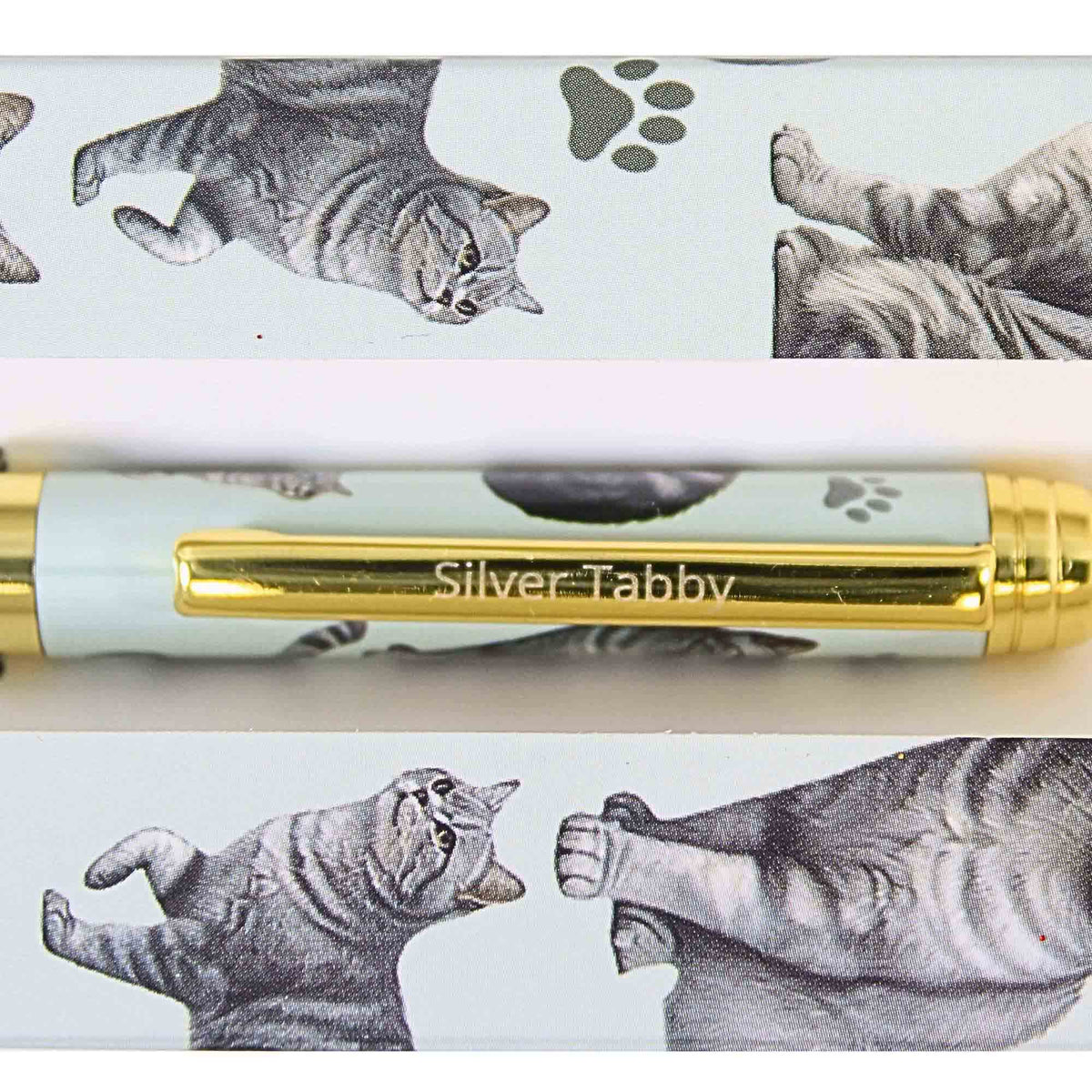 E & S Imports Silver Tabby Cat Ballpoint Pen - - SBKGifts.com