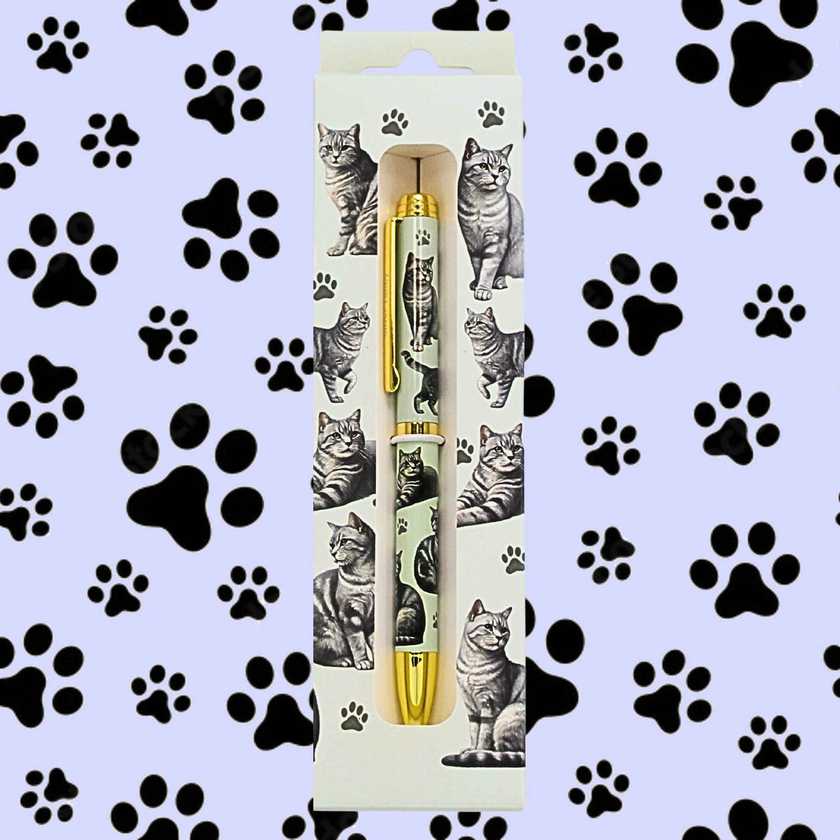 E & S Imports Silver Tabby Cat Ballpoint Pen - - SBKGifts.com