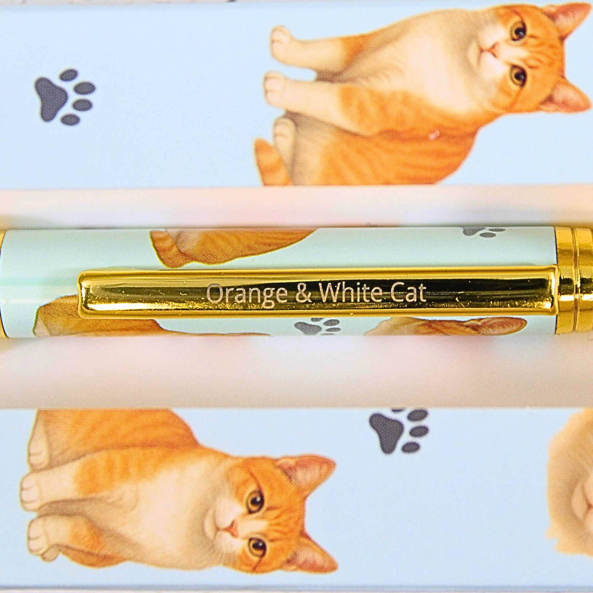 E & S Imports Orange And White Cat Ballpoint Pen - - SBKGifts.com