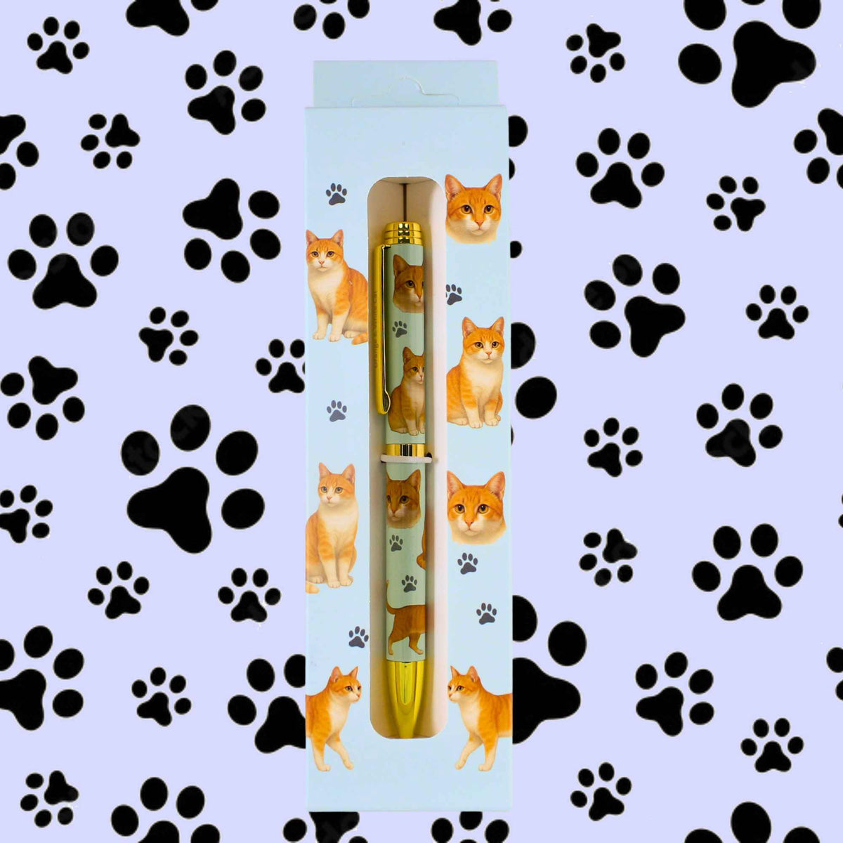 E & S Imports Orange And White Cat Ballpoint Pen - - SBKGifts.com