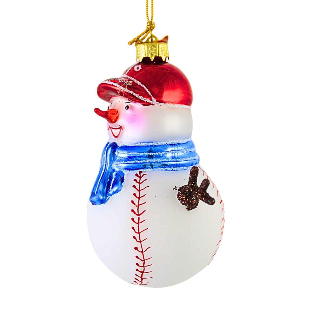 Noble Gems Baseball Snowman With Twig Arms - - SBKGifts.com