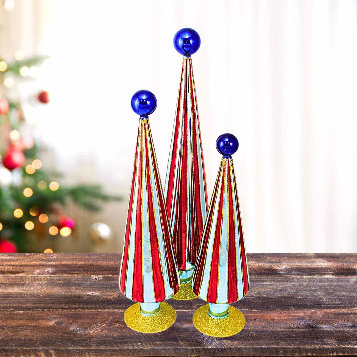 Cody Foster Carnival Trees Red Blue St/3 - - SBKGifts.com