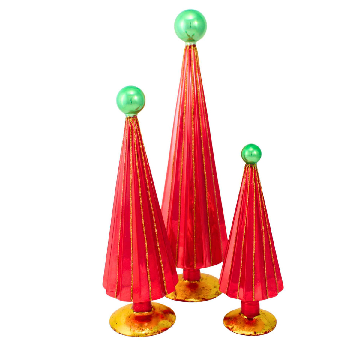 66642 Pleated Trees Red Green St/3 CD1845RG