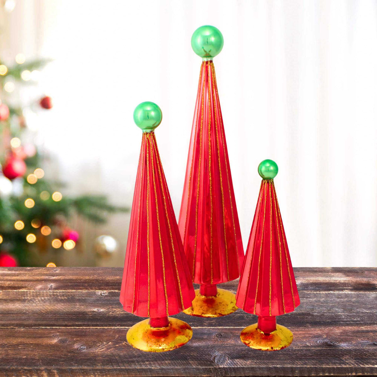 Cody Foster Pleated Trees Red Green St/3 - - SBKGifts.com