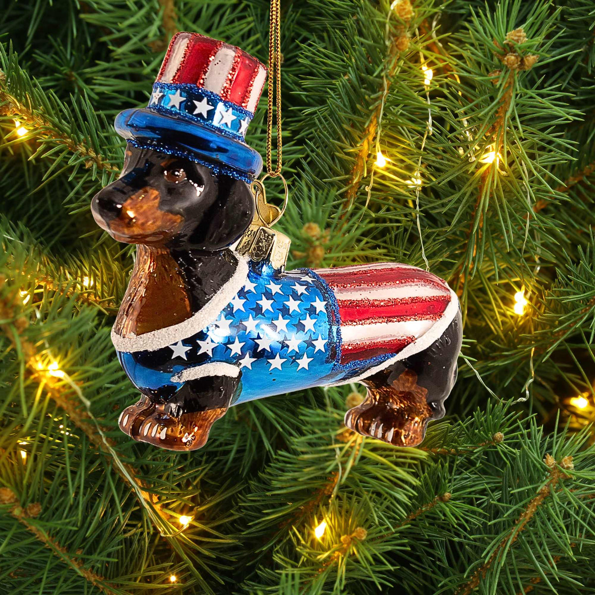 Noble Gems Patriotic Dachshund Ornament - - SBKGifts.com