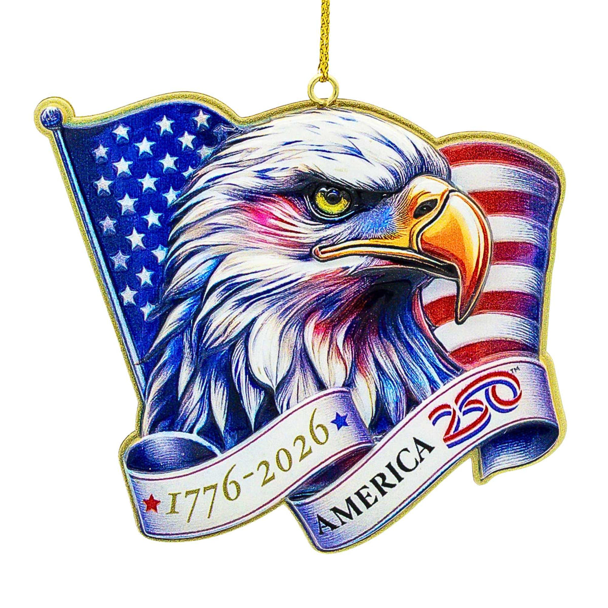 66650 1776-2026 America 250Th 3-D Eagle Head With Flag Ornament AE2264