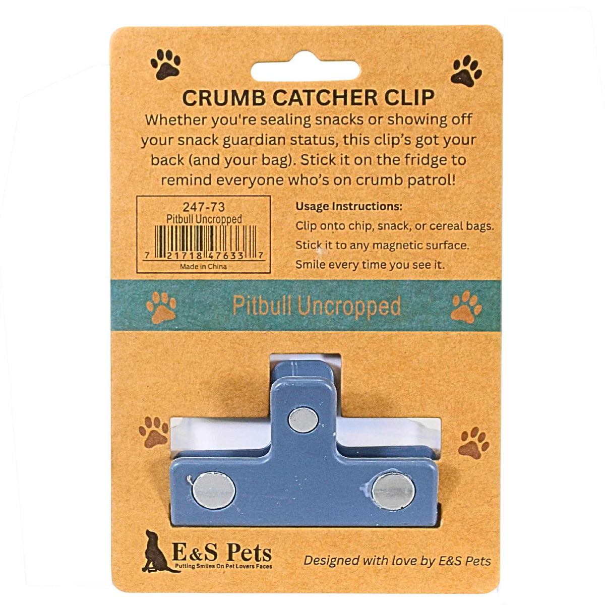 E & S Imports Pitbull Uncropped Chip Clip - - SBKGifts.com