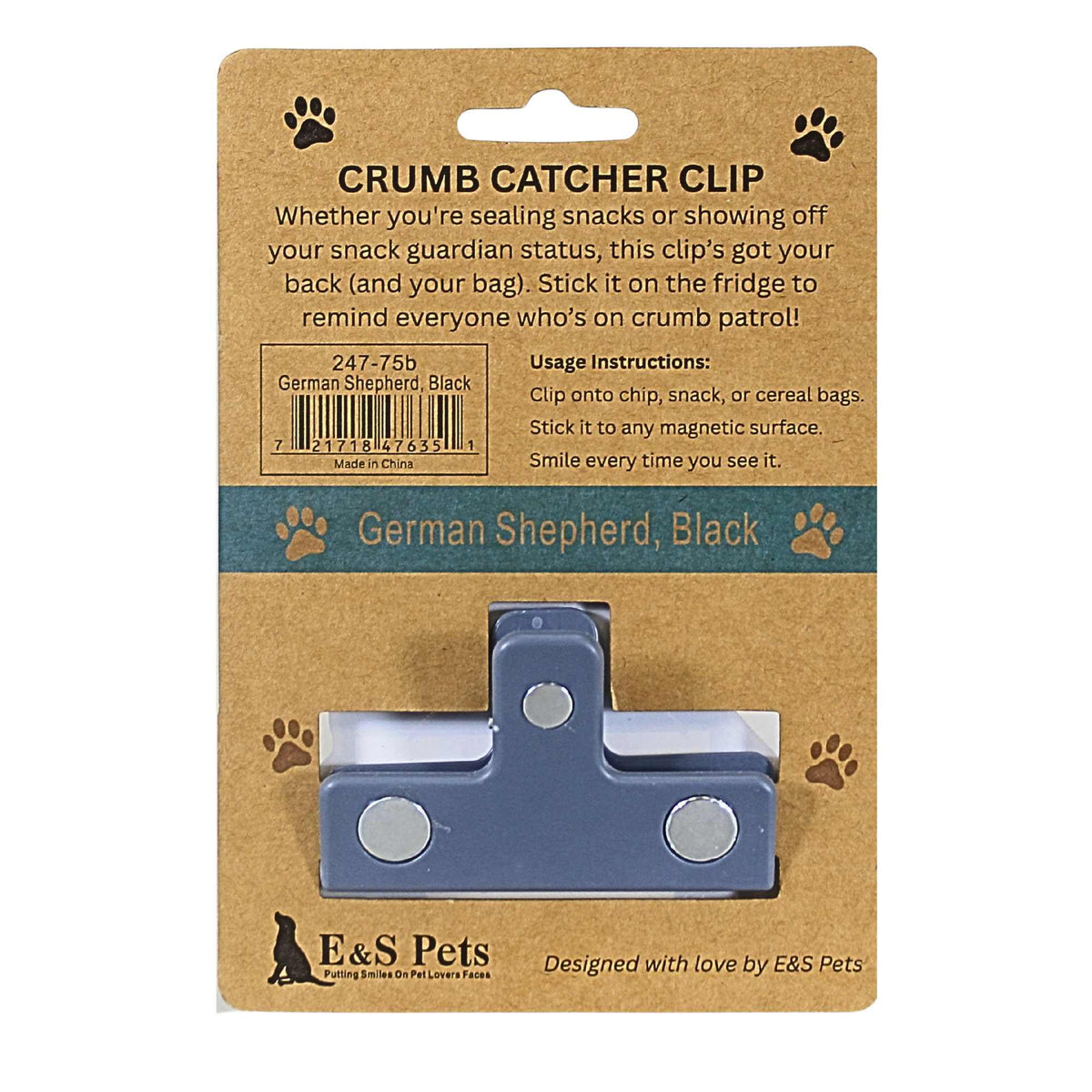 E & S Imports German Shepherd Black Chip Clip - - SBKGifts.com