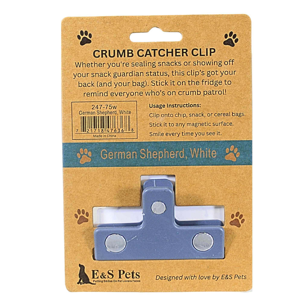 E & S Imports German Shepherd White Chip Clip - - SBKGifts.com
