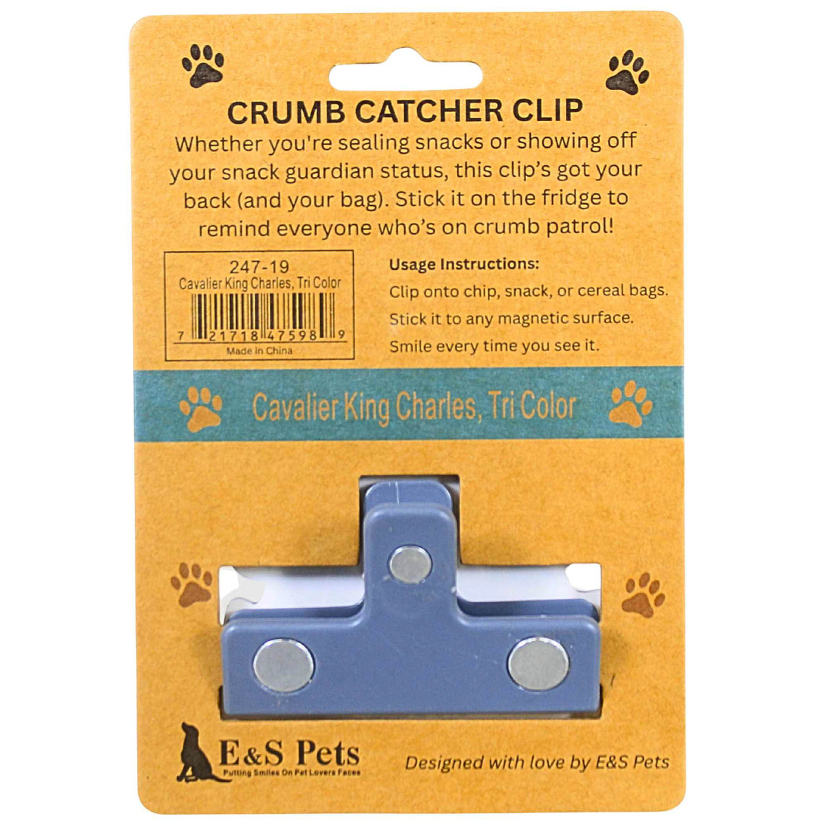 E & S Imports Cavalier King Charles Tri-Color Chip Clip - - SBKGifts.com