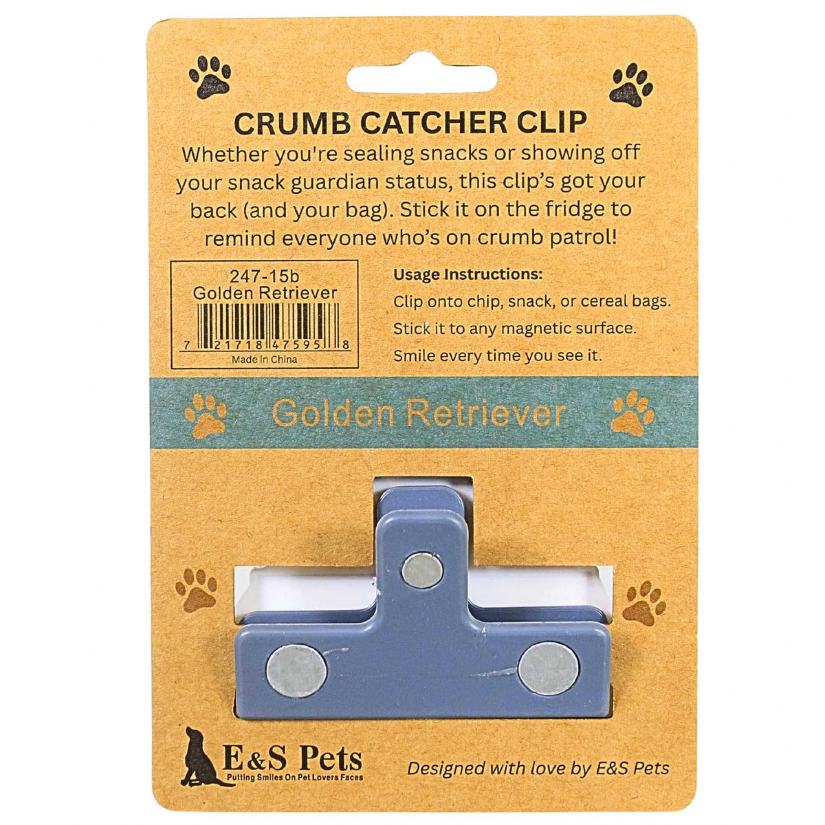 E & S Imports Golden Retriever Chip Clip - - SBKGifts.com