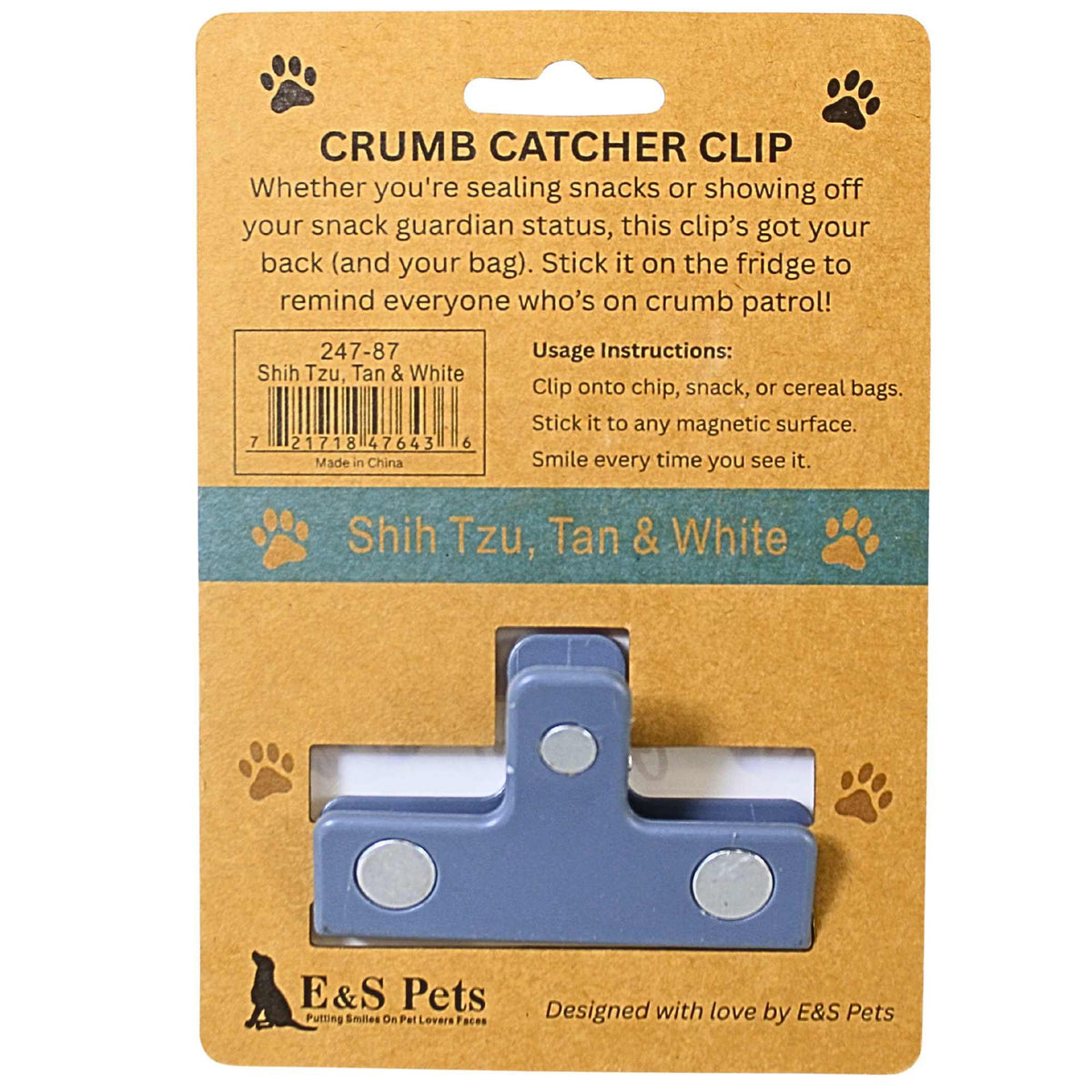 E & S Imports Shih Tzu Tan & White Chip Clip - - SBKGifts.com