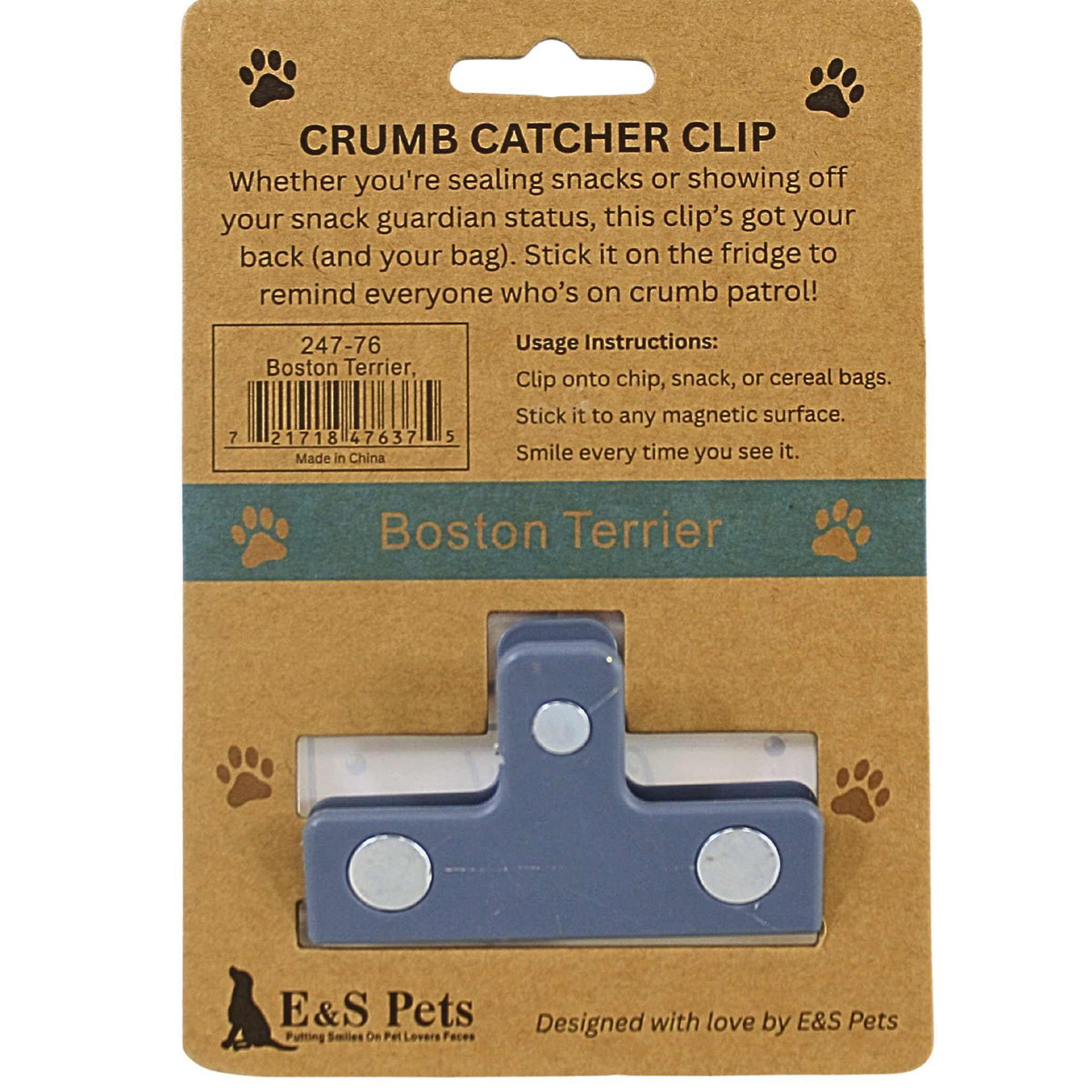 E & S Imports Boston Terrier Chip Clip - - SBKGifts.com