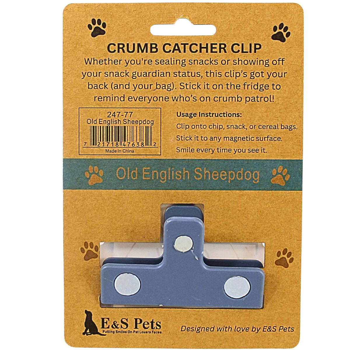 E & S Imports Old English Sheepdog Chip Clip - - SBKGifts.com
