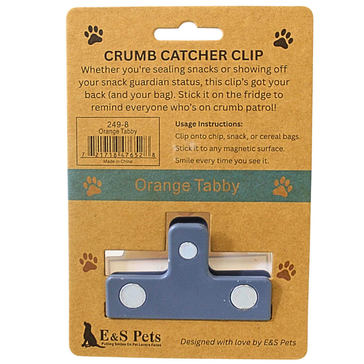 E & S Imports Orange Tabby Chip Clip - - SBKGifts.com