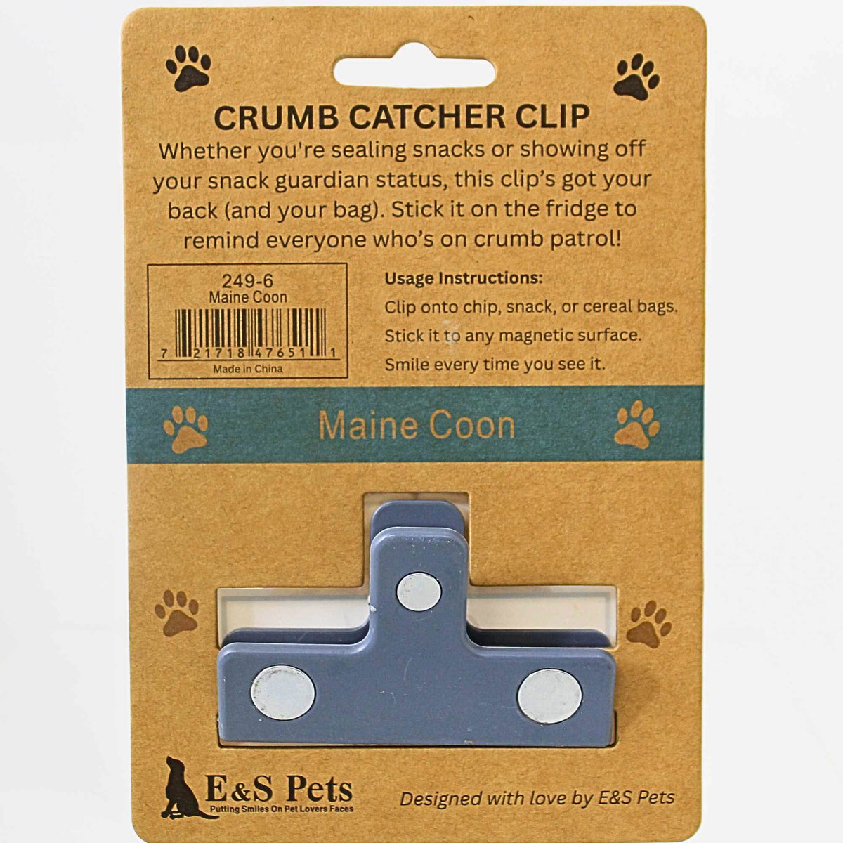 E & S Imports Maine Coon Cat Chip Clip - - SBKGifts.com