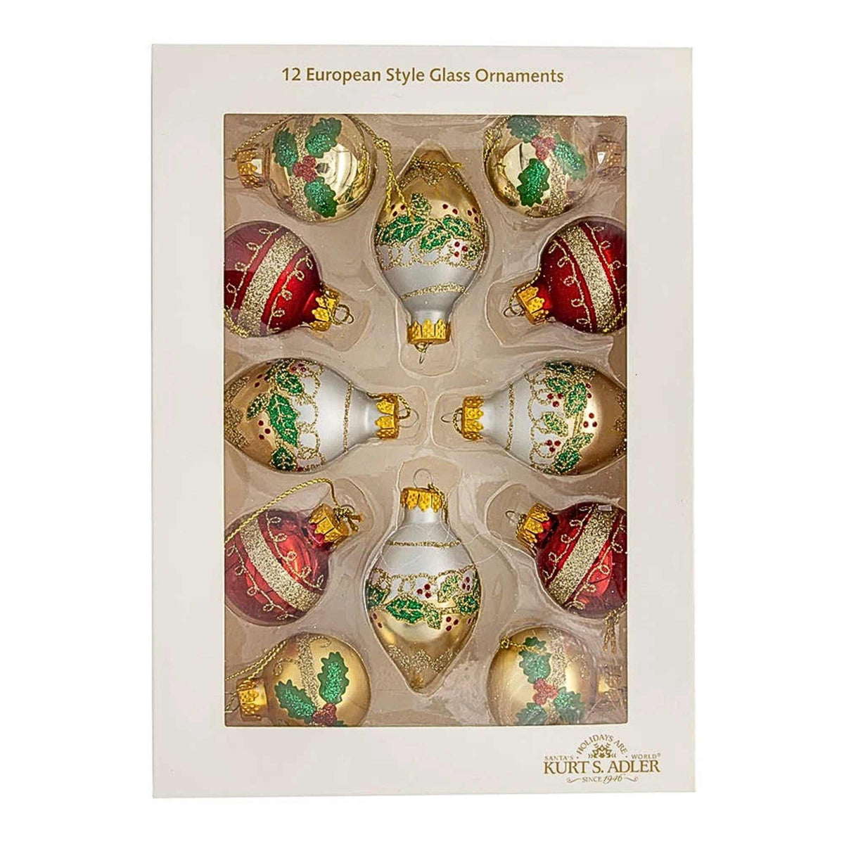 Kurt S. Adler Ball & Finial Shaped Ornament Set - - SBKGifts.com
