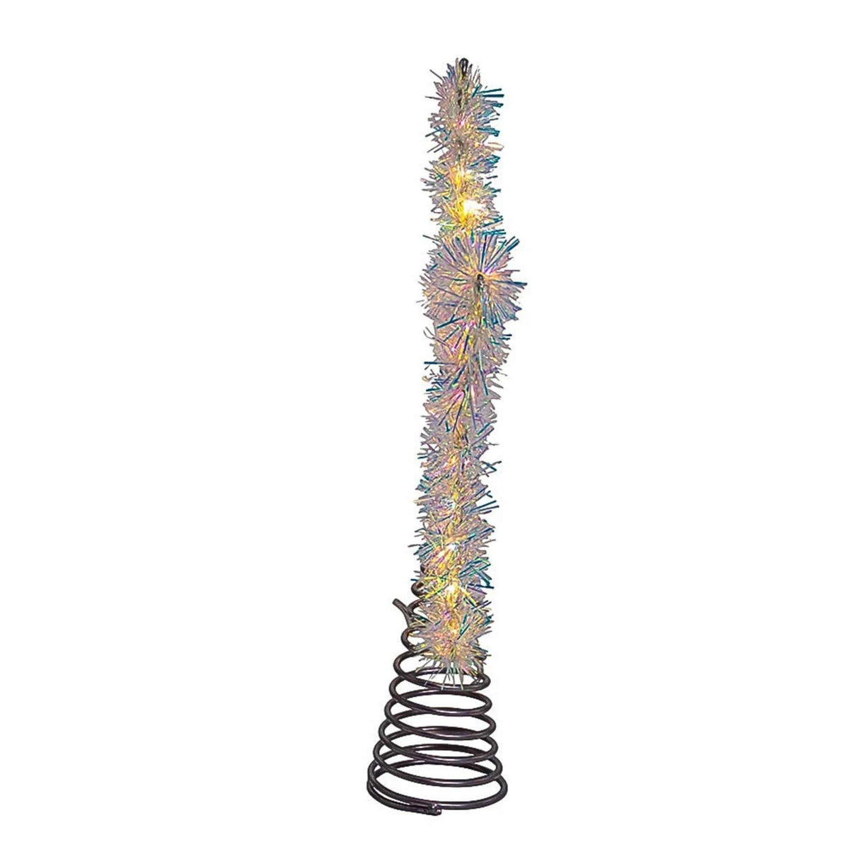 Kurt S. Adler Led  Lighted 12In Silver Tinsel Star Tree Topper - - SBKGifts.com