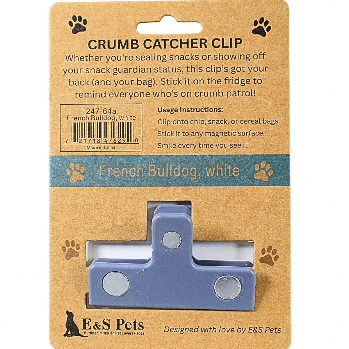 E & S Imports White French Bulldog Chip Clip - - SBKGifts.com