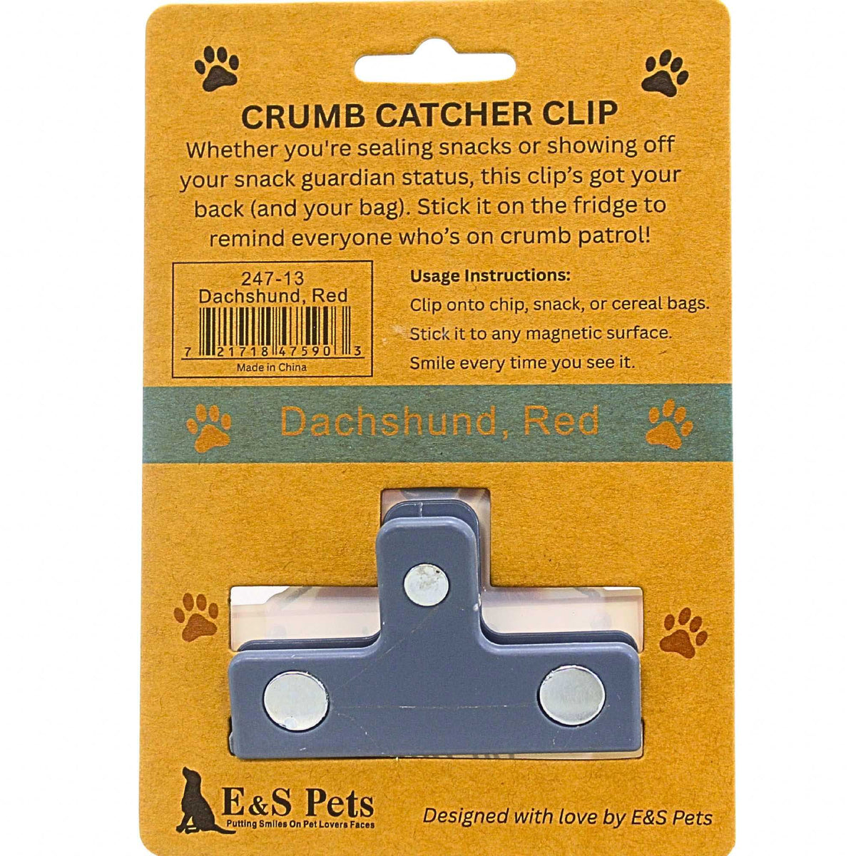 E & S Imports Red Dachshund Clip Chip - - SBKGifts.com
