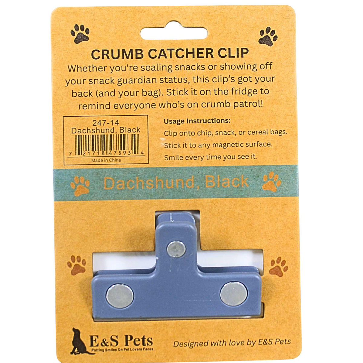 E & S Imports Black Dachshund Chip Clip - - SBKGifts.com