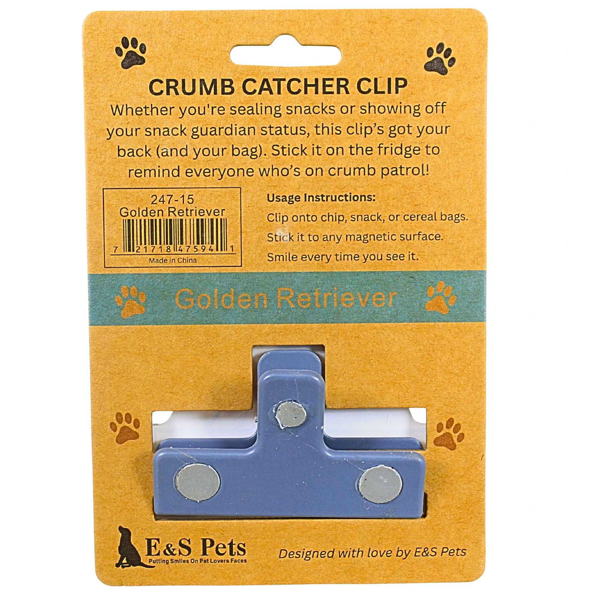 E & S Imports Golden Retriever Chip Clip - - SBKGifts.com