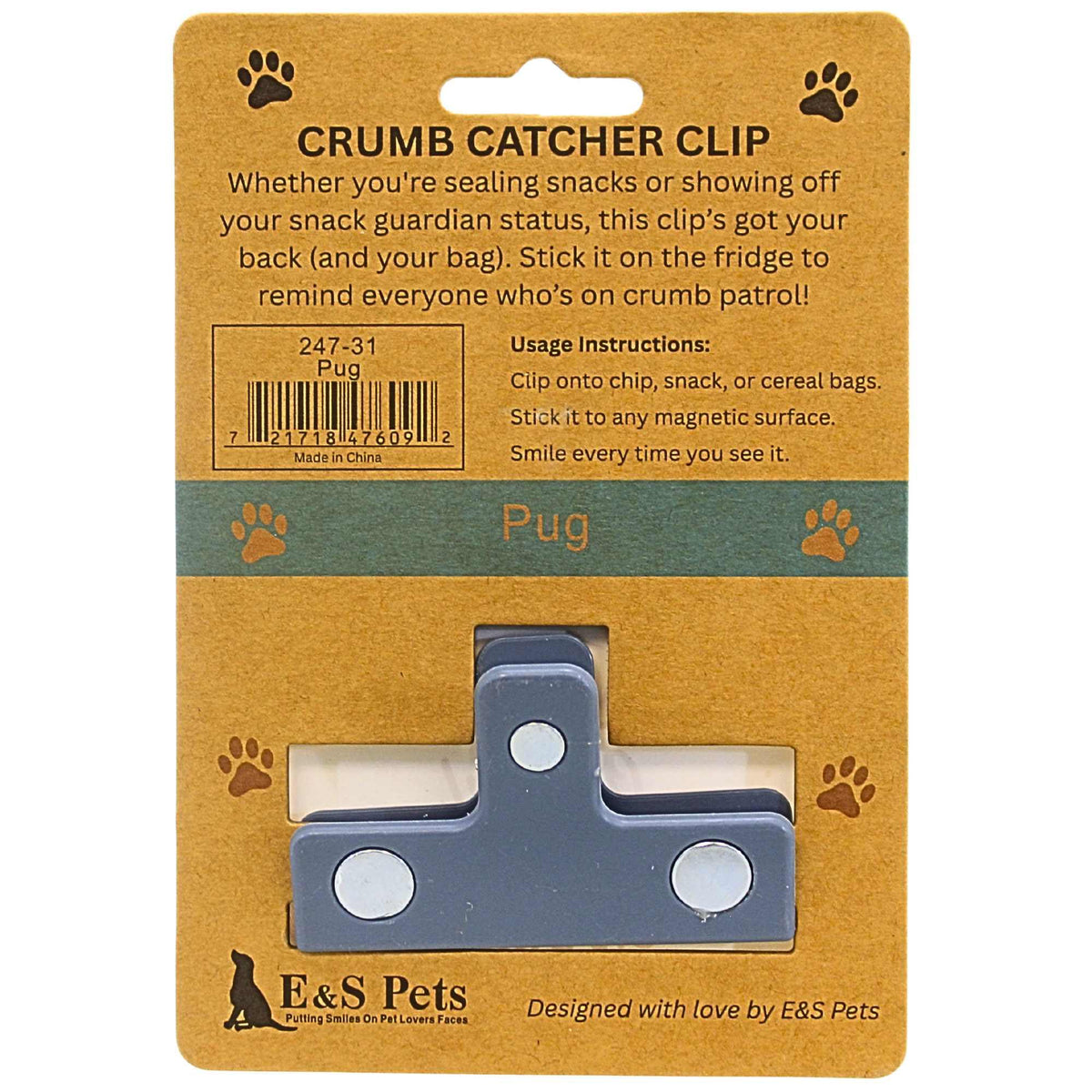 E & S Imports Pug Chip Clip - - SBKGifts.com