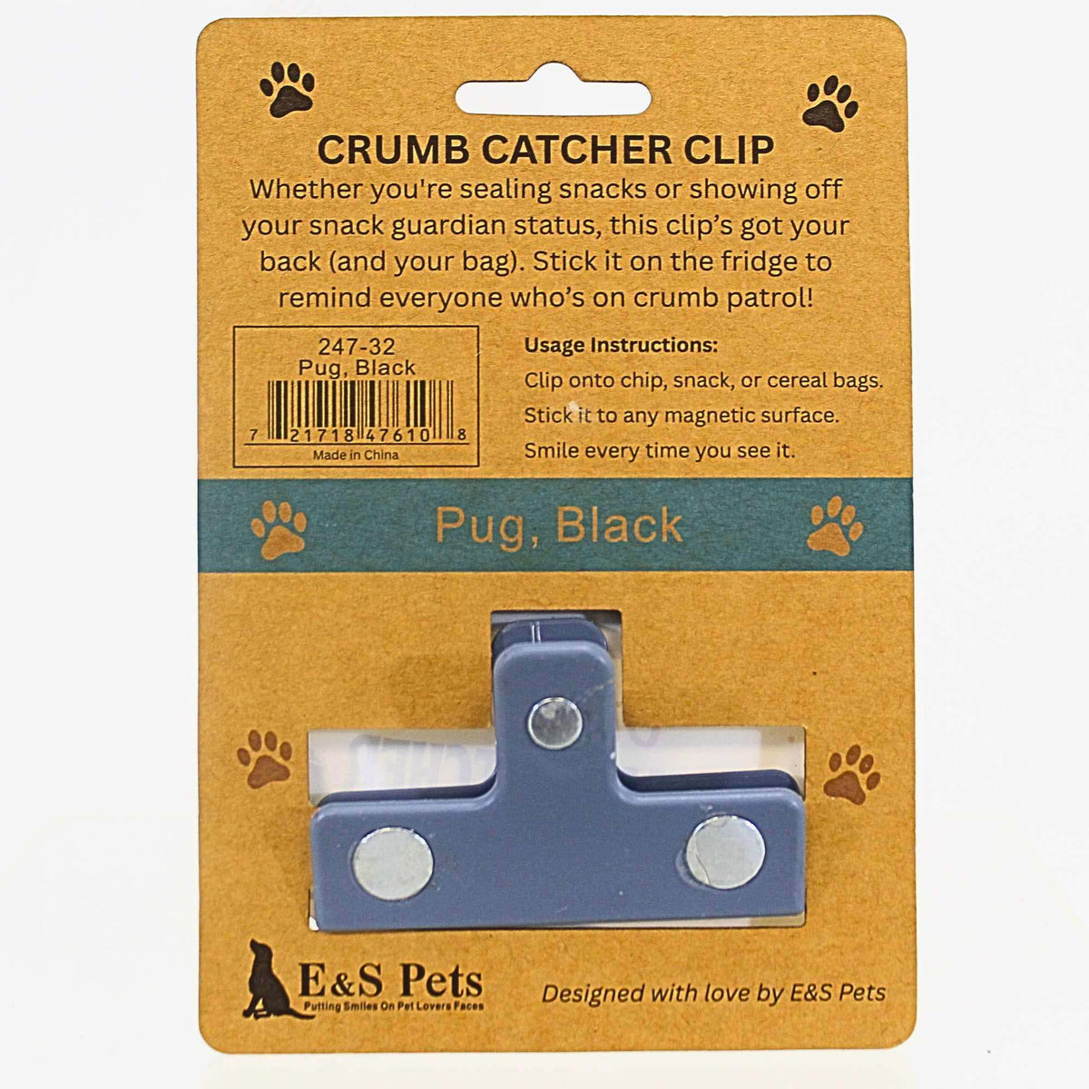 E & S Imports Black Pug Chip Clip - - SBKGifts.com