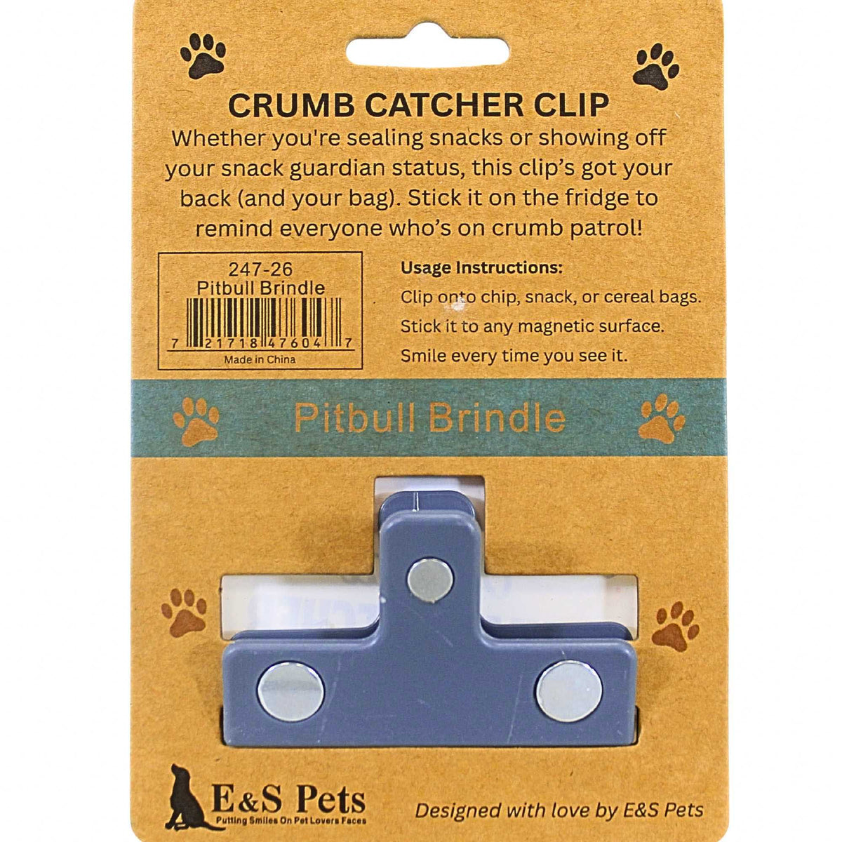 E & S Imports Brindle Pitbull Chip Clip - - SBKGifts.com