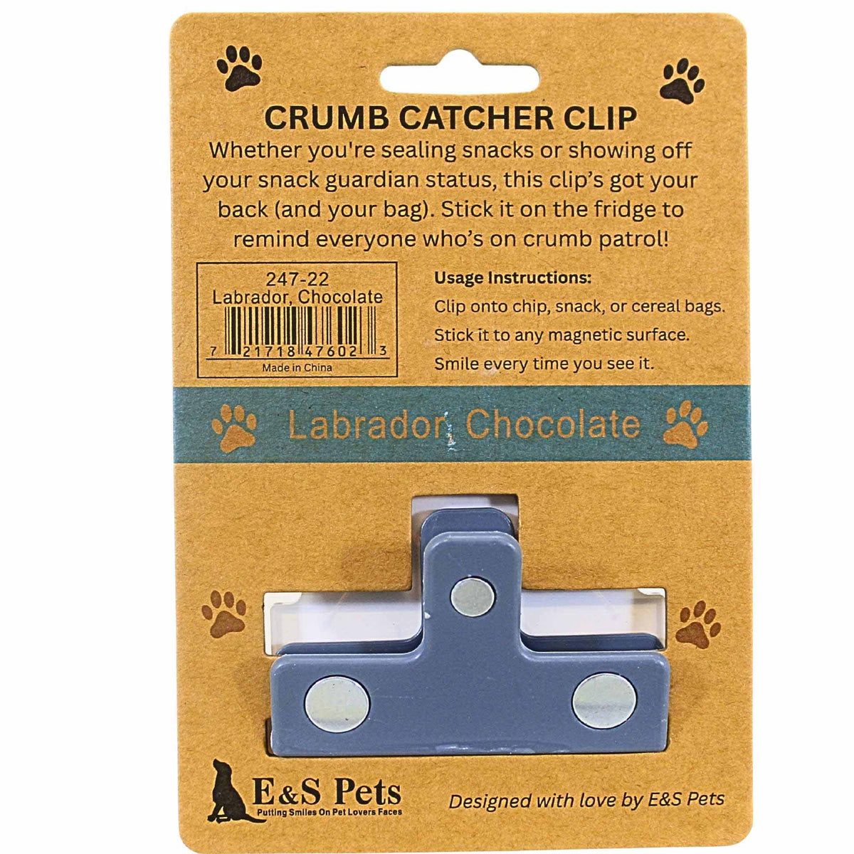 E & S Imports Chocolate Labrador Chip Clip - - SBKGifts.com